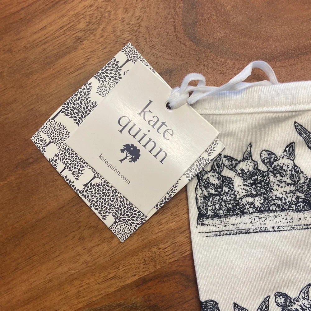 Kate Quinn organic bandana bib black bunnies one size baby spring Easter